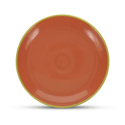 Farfurie verde/portocalie pentru desert din gresie ø 18 cm Duo – ONA