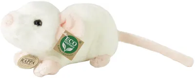 Jucărie de pluș Rappa Eco Friends - Șoarece alb, în picioare, 21 cm