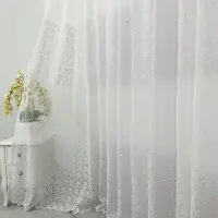 Perdea Florice tip IN cu Broderie, Alb, 100cm latime x 260cm inaltime, cu rejansa pt bara