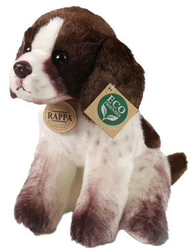Jucărie de pluș Rappa Eco Friends - Câine în maro și alb, 24 cm