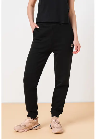 Pantaloni de trening din bumbac Nelfinia - Negru