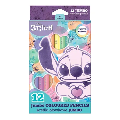 Creioane triunghiulare, Coolpack Jumbo, Disney Stitch, 12 culori