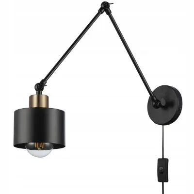Aplica LED Elza, E27, 35W, aspect modern, IP20, unghi de rotatie 180 grade, cadru otel, negru