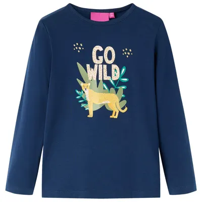 Tricou pentru copii cu mâneci lungi, bleumarin, 128