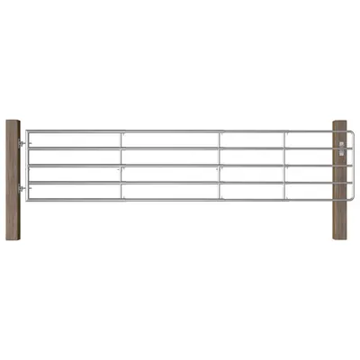 vidaXL Poartă de câmp cu 5 bare, argintiu, (150-400) x 90 cm, oțel