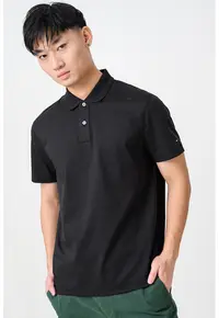 Tricou polo cu model monograma - Negru