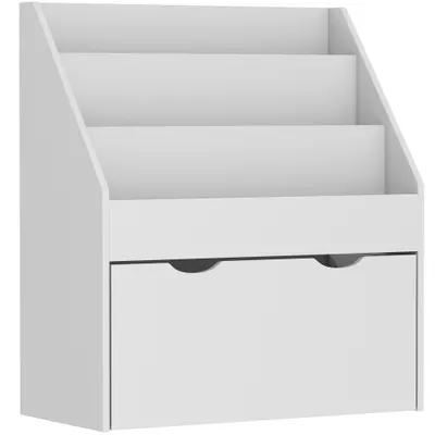 AIYAPLAY Bibliotecă pentru copii Multi-Depozitare cu 3 niveluri de rafturi și un sertar, 62,5L x 30l x 70H cm, gri | Aosom Romania
