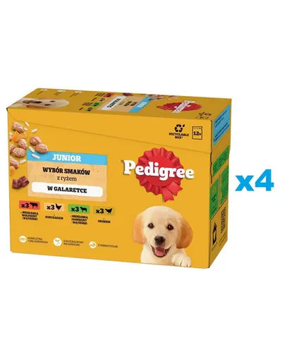 PEDIGREE Junior Pachet hrana umeda pentru catei, sortiment mixt 48x100g