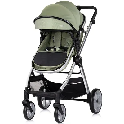 Carucior 2 in 1 pentru copii Chipolino Vista Basil, transformabil, cadru din aluminiu, sezut reversibil, maner reglabil, suspensii, husa de picioare, geanta, greutate suportata 22 kg