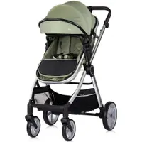Carucior 2 in 1 pentru copii Chipolino Vista Basil, transformabil, cadru din aluminiu, sezut reversibil, maner reglabil, suspensii, husa de picioare, geanta, greutate suportata 22 kg