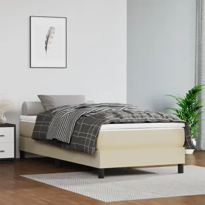 vidaXL Saltea cu arcuri buzunar, fermitate medie, crem, 90x200x20 cm, piele ecologică