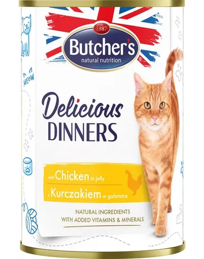 BUTCHER'S Delicious Dinners hrana umeda pisici, bucati de pui in jeleu 400g
