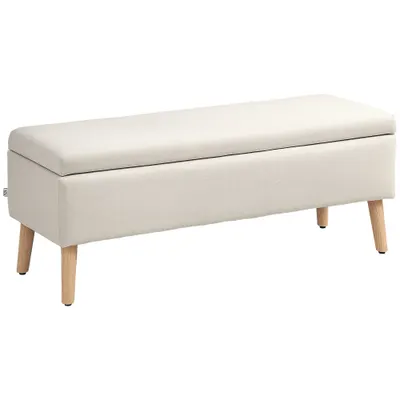 HOMCOM Banc de depozitare acoperit aspect in pentru dormitor, intrare, sufragerie, capacitate 220 kg, 110 x 39 x 45 cm, bej | Aosom Romania
