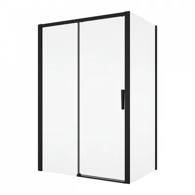 Cabina dus negru mat 140x100 cm, usa culisanta, grosime sticla 6 mm, tratament anticalcar, Ronal Divera