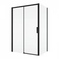 Cabina dus negru mat 130x80 cm, usa culisanta, grosime sticla 6 mm, tratament anticalcar, Ronal Divera
