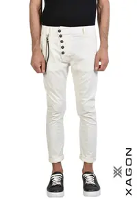 -Pantaloni skinny - mulați cu nasturi laterali - Alb