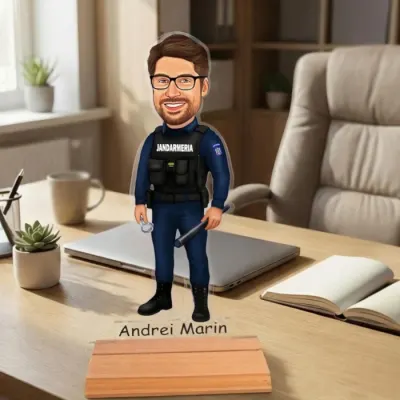 Statueta Personalizata tip Trofeu cu Caricatura Jandarm