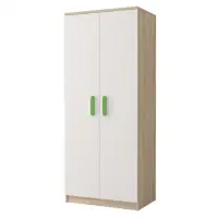 Dulap SMYK III - 06, 2 usi, corp sonoma, front, alb, verde, 80x50x193 cm