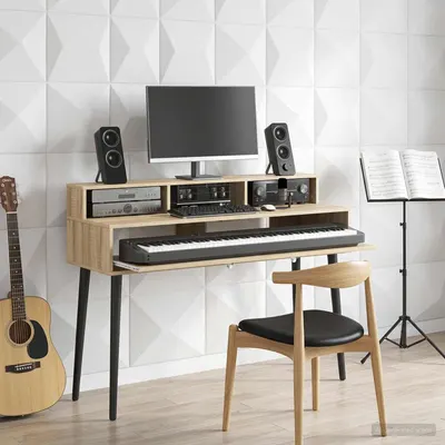 vidaXL Birou de studio Stejar Sonoma 110 x 42,5 x 36 cm Lemn prelucrat