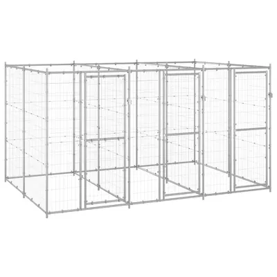 vidaXL Padoc pentru câini de exterior, 7,26 m², oțel galvanizat