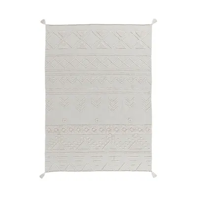 Covor alb lavabil/țesut manual din bumbac 140x200 cm Tribu Natural – Lorena Canals