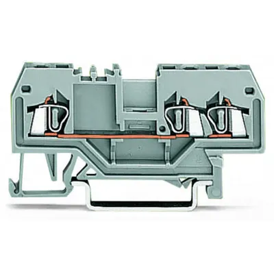 3-conductor through terminal block; 1.5 mm²; center marking; for DIN-rail 35 x 15 and 35 x 7.5; CAGE CLAMP®; 1,50 mm²; gray