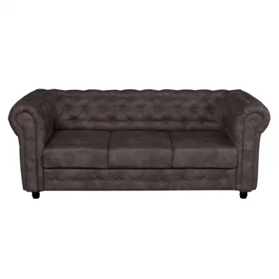 Canapea CHESTERFIELD extensibila, 3 locuri, cu arcuri, maro inchis, 205x90x80 cm