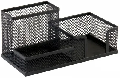 Organizator pentru birou Deli Quali Metal - E9175, cu 3 compartimente, negru