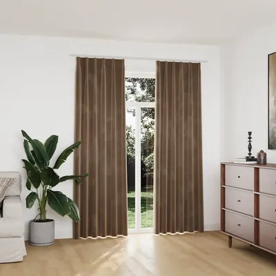 vidaXL Draperii opace, 2 buc., bej, 140x225 cm, catifea, cu cârlige