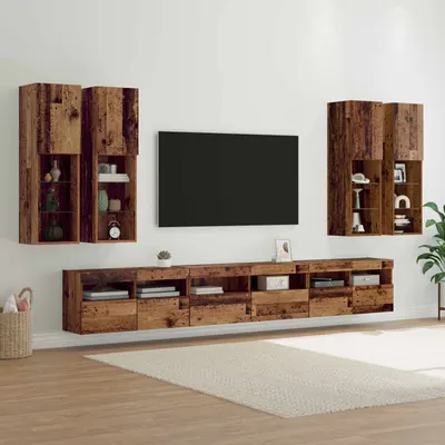vidaXL Set Dulap pentru Televizor Montat pe Perete 7 buc. Lemn Vechi