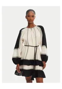 Rochie casual de dama negru - ecru
