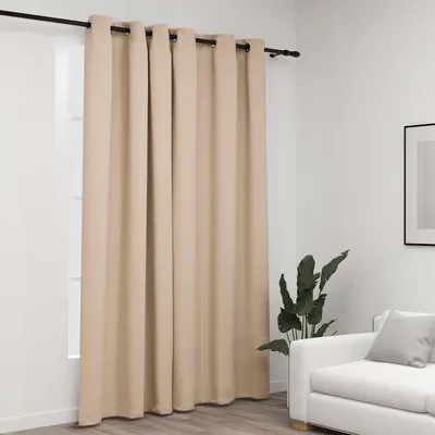 vidaXL Perdea opacă, aspect pânză, cu ocheți, bej, 290x245 cm