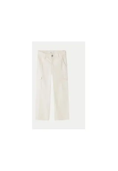 Pantaloni fete - 304434259 - Bumbac - Bej - Bej