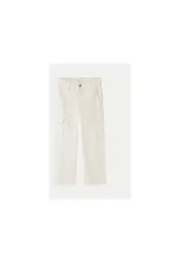 Pantaloni fete - 304434259 - Bumbac - Bej - Bej