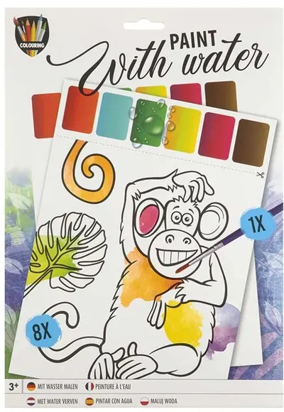 Set de pictură cu apă Moxy - Maimuţă, A4, 8 foi