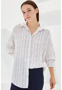 Camasa supradimensionata din satin HiCCUP - poliester - cu inchidere cu nasturi - Multicolor