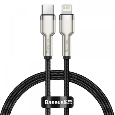 Cablu Date si Incarcare USB-C - Lightning Baseus Cafule Metal Series, 20W, 0.25m, Negru CATLJK-01