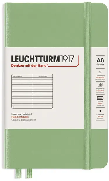 Caiet de buzunar Leuchtturm1917 - A6, cu foi liniare, Sage