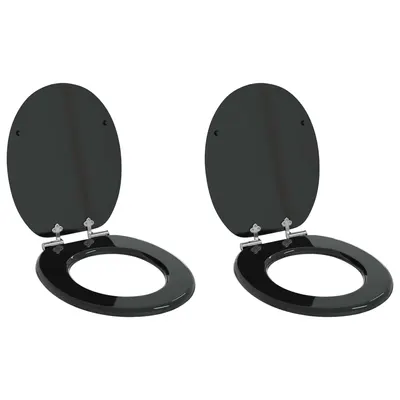 vidaXL Capac de toaletă cu închidere lentă 2 buc. Negru 44 x 38 cm