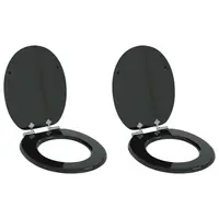 vidaXL Capac de toaletă cu închidere lentă 2 buc. Negru 44 x 38 cm