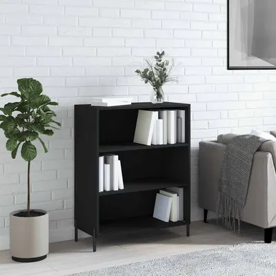 vidaXL Dulap cu rafturi, negru, 69,5x32,5x90 cm, lemn compozit