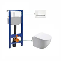 Set vas wc vortex cu capac softclose alb, Foglia Oslo, rezervor incastrat si clapeta de actionare alba, Cersanit