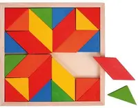 Mozaic din lemn Bigjigs - Cu figuri geometrice, 24 piese