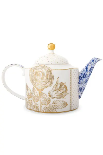 Ceainic din porțelan, Pip Studio, 900ml, colecția Royal White