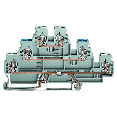 Triple-deck terminal block; Through/through terminal block; for DIN-rail 35 x 15 and 35 x 7.5; 2.5 mm²; CAGE CLAMP®; 2,50 mm²; gray