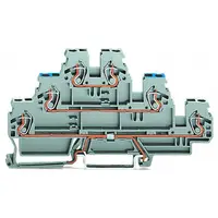 Triple-deck terminal block; Through/through terminal block; for DIN-rail 35 x 15 and 35 x 7.5; 2.5 mm²; CAGE CLAMP®; 2,50 mm²; gray