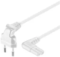 Cablu alimentare Euro la IEC C7 unghi 90 grade Alb 5m, KPSPM5-90W