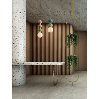 Lampa suspendata CLIO Mat Alb Metal Baza Verde & Albastru Ceramic & Acid Opal Sticla LED E14 1x5 Wat 220-240Volt IP20 Fara bec