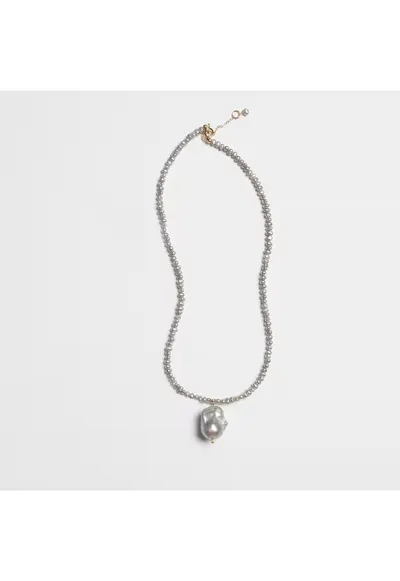 Colier din perle gri naturale si aur filat 14K - Bella
