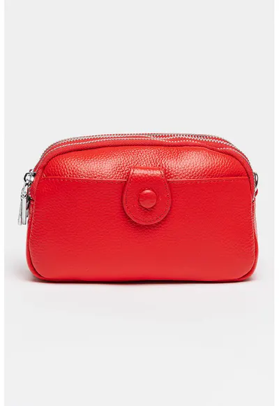 Geanta crossbody de piele - Rosu vermillion
